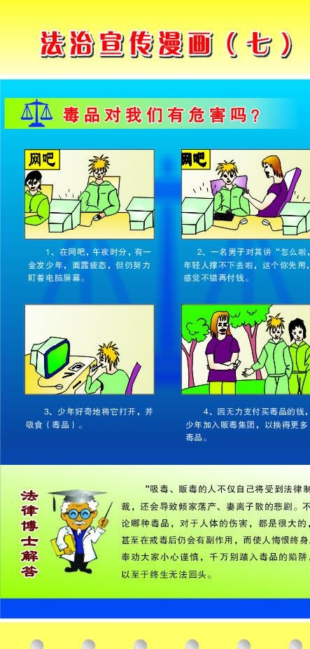 CDR9 法制宣传漫画毒品对我们有危害吗？图片cdr矢量模版下载