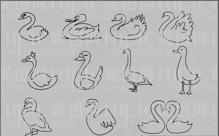 鹅卡通图片eps,ai矢量模版下载