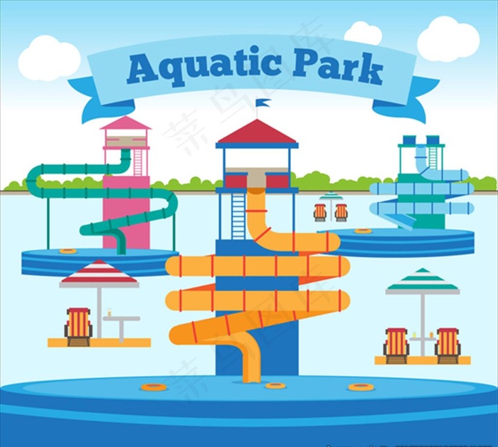平面水上乐园插图图片