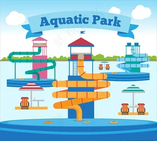 平面水上乐园插图图片