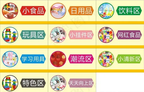 超市区域牌图片
