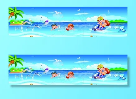 游泳馆 橱窗 玻璃贴 海滩图片