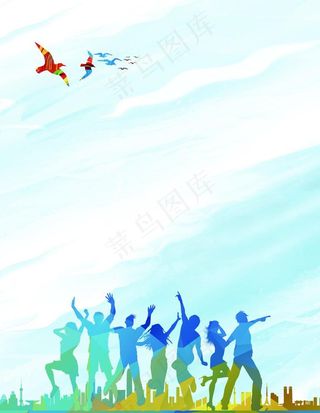 渐变活力青春五四青年节背景素材图片