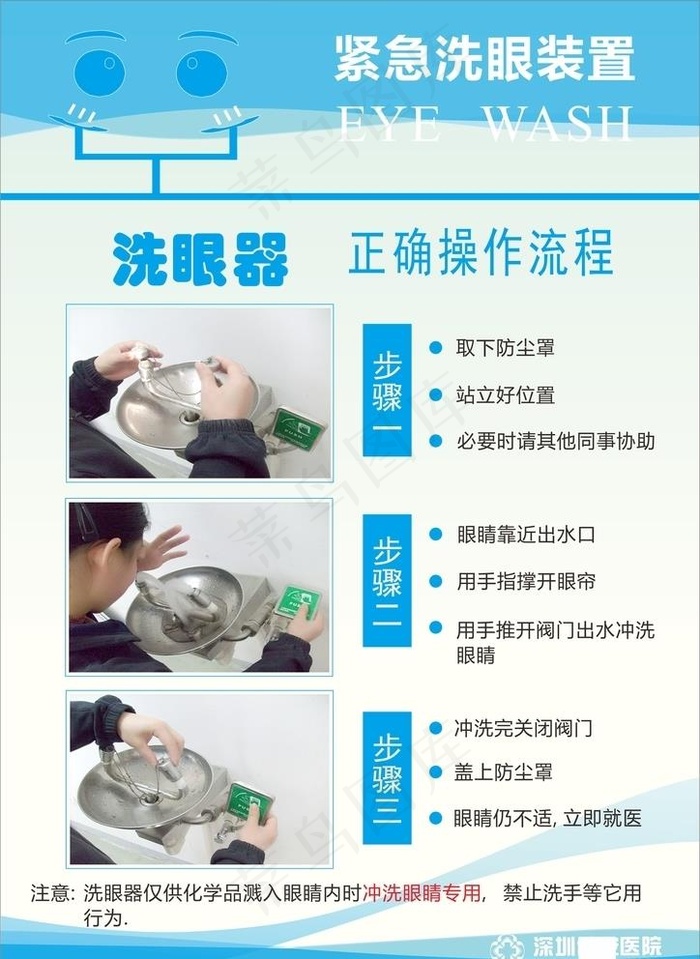 紧急洗眼装置操作流程图图片cdr矢量模版下载