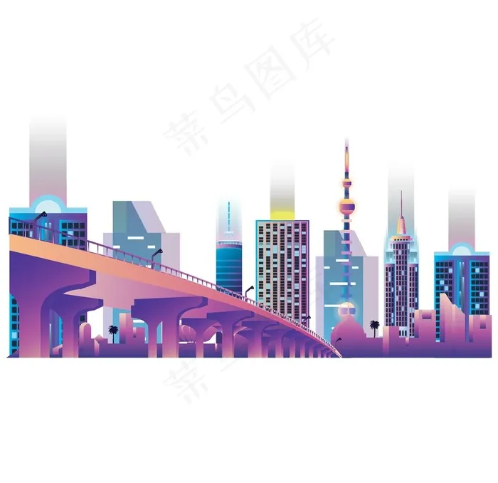 城市剪影图片ai矢量模版下载