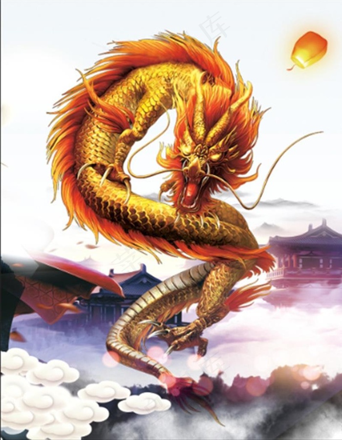 中国神龙 金色 宫殿 云 山图片(2008X2480(DPI:300))psd模版下载