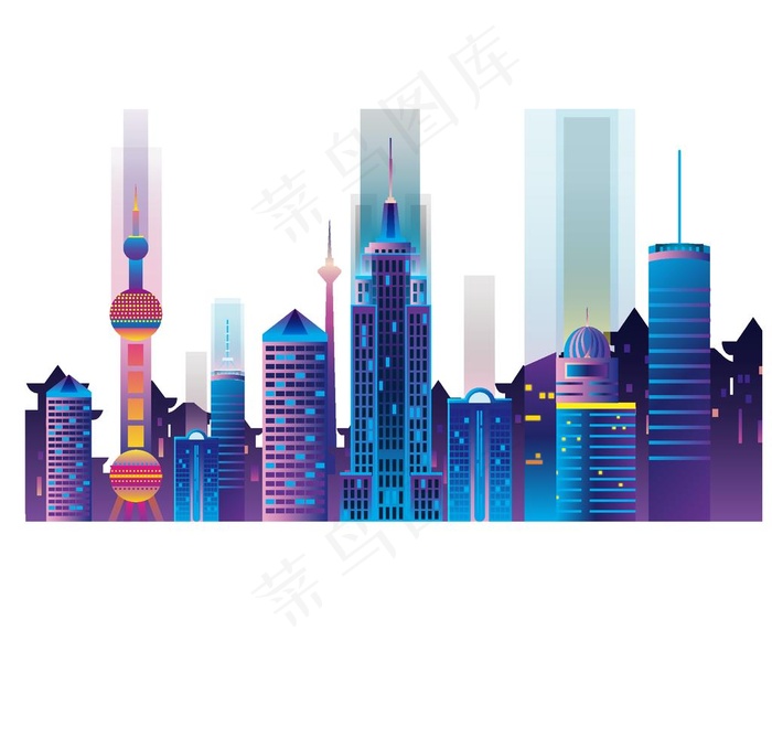 城市剪影图片ai矢量模版下载