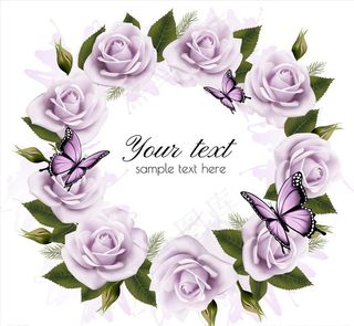 矢量玫瑰花环图片