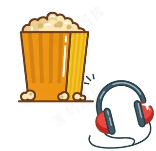 爆米花耳机插画图片
