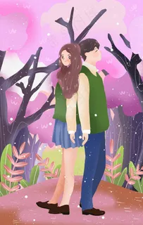 情侣插画图片