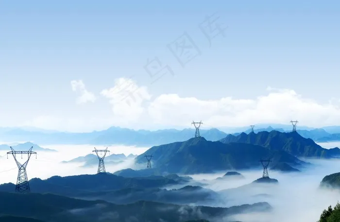 群山电塔图片(6902X4724(DPI:150))psd模版下载