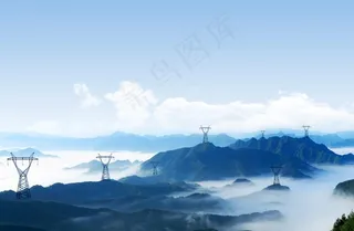 群山电塔图片