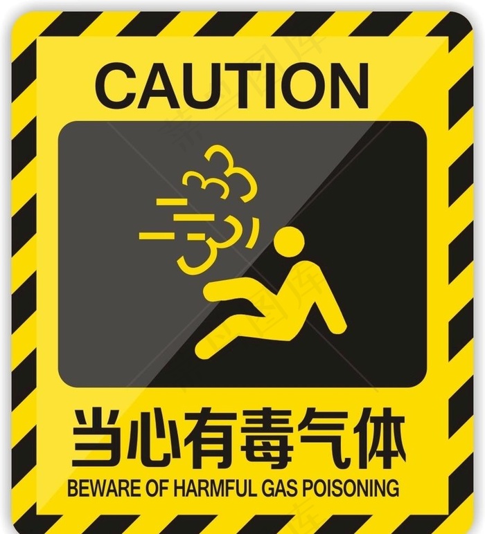 当心有毒气体图片cdr矢量模版下载