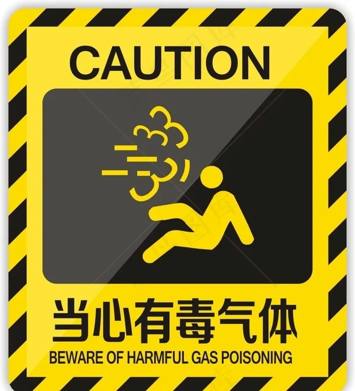 当心有毒气体图片cdr矢量模版下载