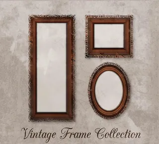 3款复古木质相框矢量素材图片