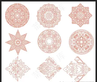 仿古花纹 古典花边 圆形花纹图片