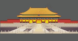 北京故宫太和殿古风建筑矢量插画图片