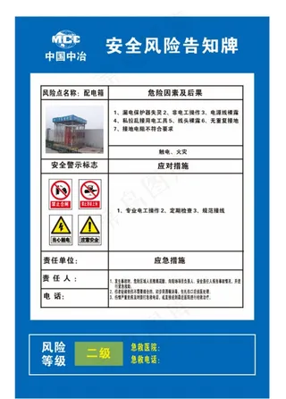 中国中冶 电箱风险点 告知牌图片