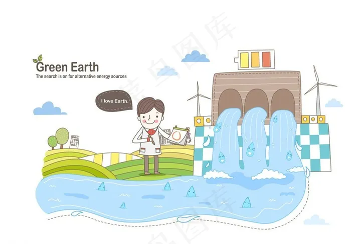 给水库放水的人图片eps,ai矢量模版下载