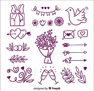 20款紫色婚礼 装饰元素图片