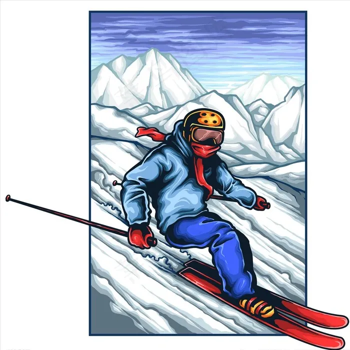 滑雪图片ai矢量模版下载