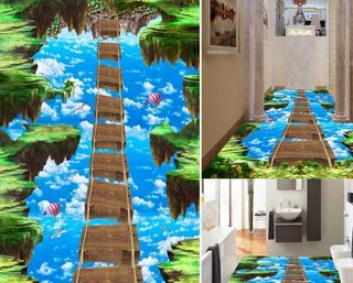 走道天空木桥3D地贴 地板图片