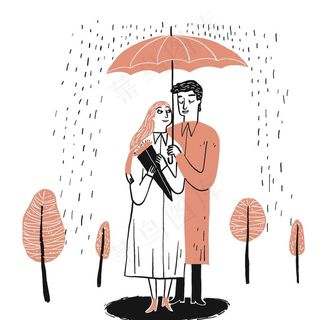 小清新水彩情侣生活涂鸦图片