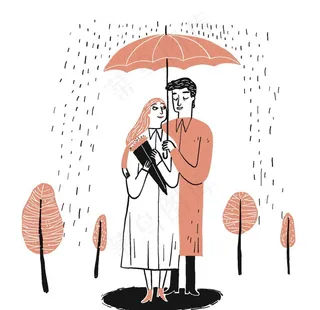 小清新水彩情侣生活涂鸦图片