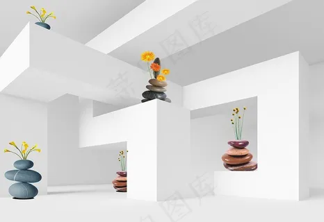 鹅卵石立体空间电视背景墙图片