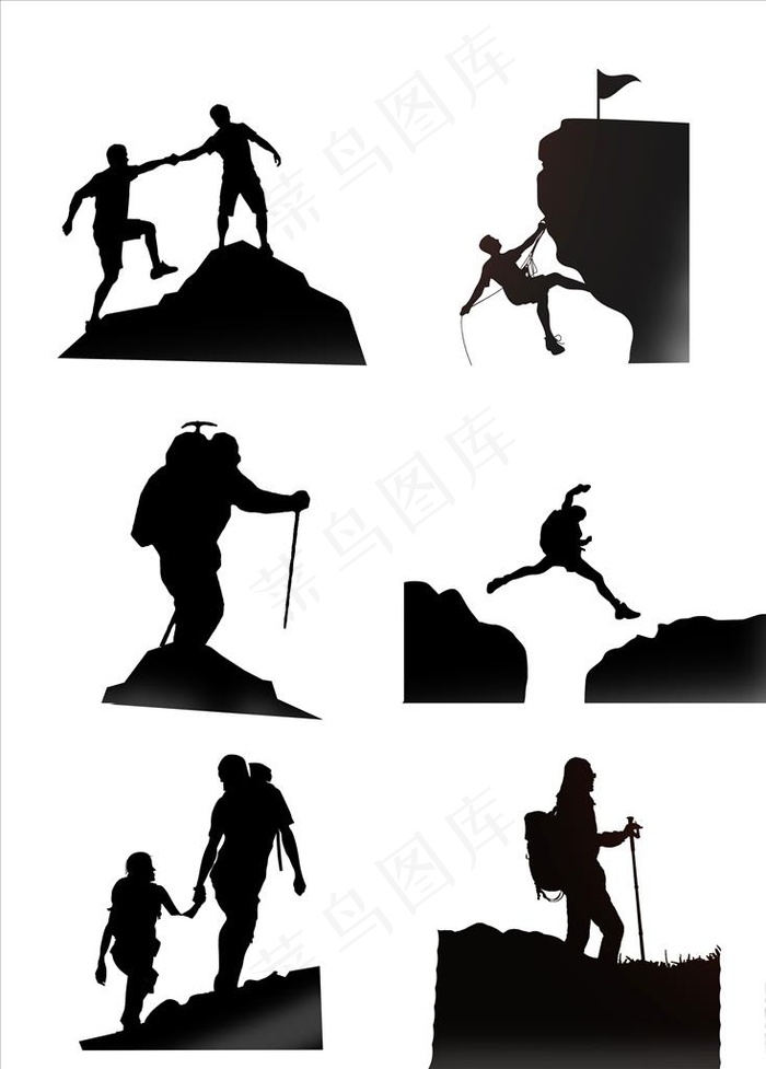 登山剪影图片
