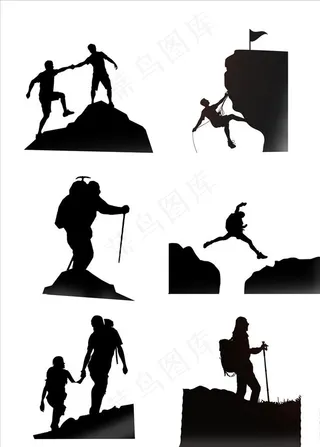 登山剪影图片