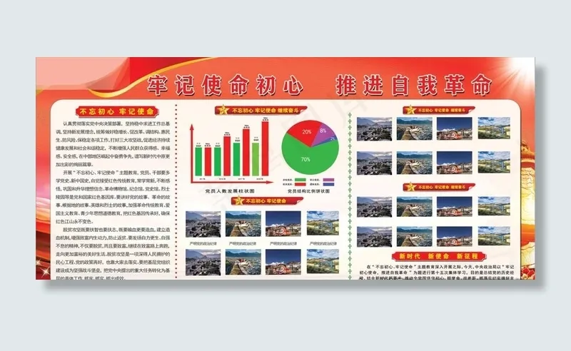 不忘初心  新时代  党建展板图片(6339X3031(DPI:70))psd模版下载