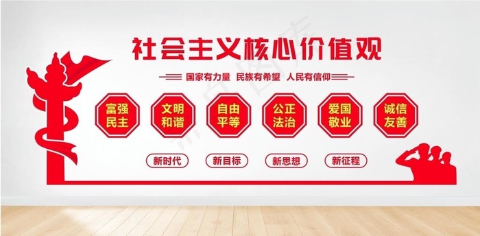 党建文化墙 *核心价值观图片cdr矢量模版下载