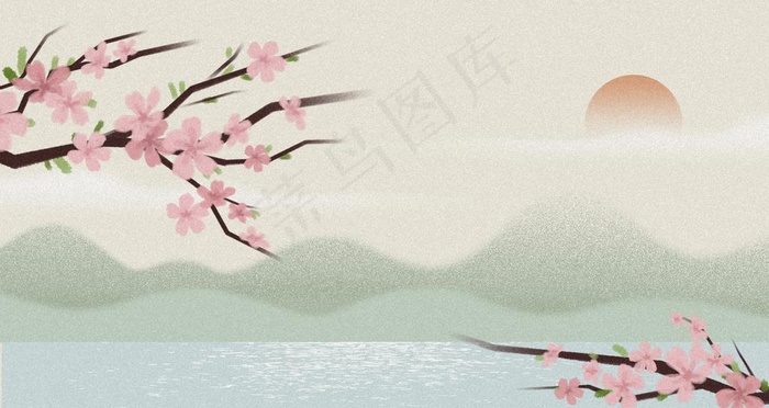 传统山水水墨画图片psd模版下载