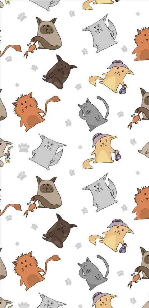 卡通小猫四方连续底纹图片eps,ai矢量模版下载