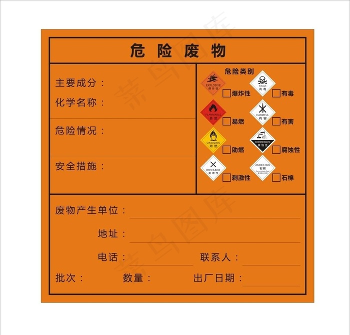 危险废物图片cdr矢量模版下载