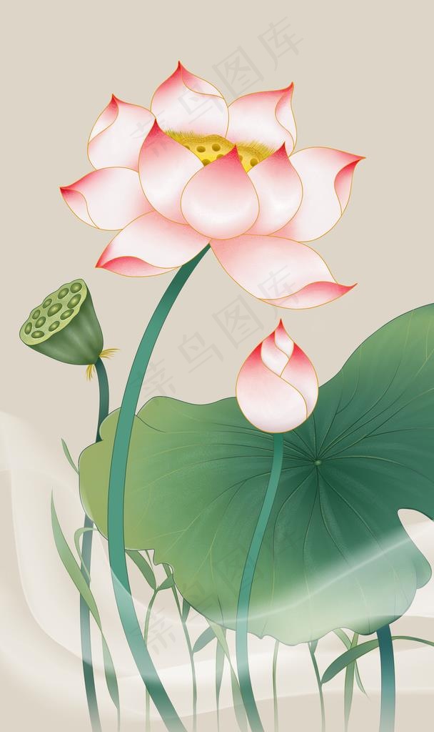 莲花背景图片(4252X6803(DPI:300))psd模版下载