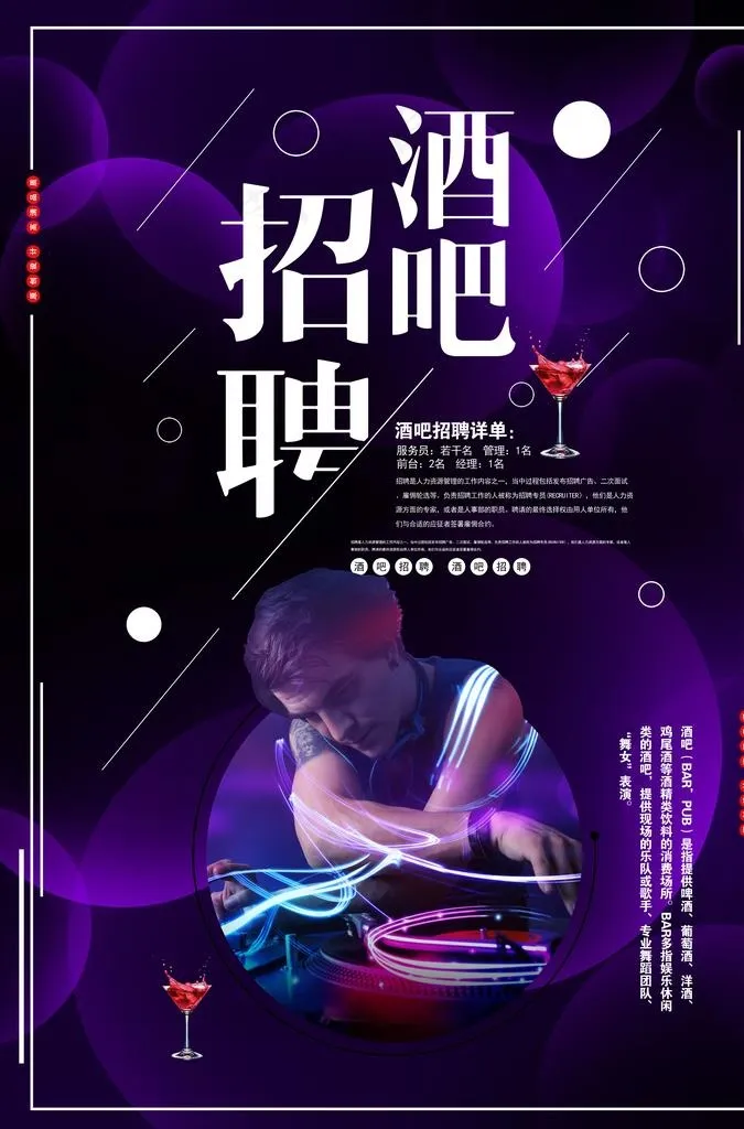 酒吧招聘广告图片(3425X4961(DPI:300))psd模版下载