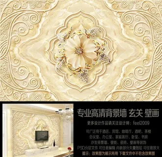 欧式花纹大理石珠宝艺术背景墙图片
