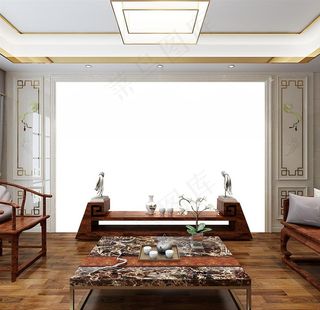 新中式背景墙纸样机图片