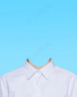 女生证件照蓝色背景白色衬衣图片