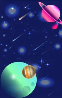 星空星球插画卡通宇宙夜空背景图片 星空星球插画卡通宇宙夜空背景图片