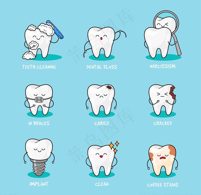 卡通牙齿图片