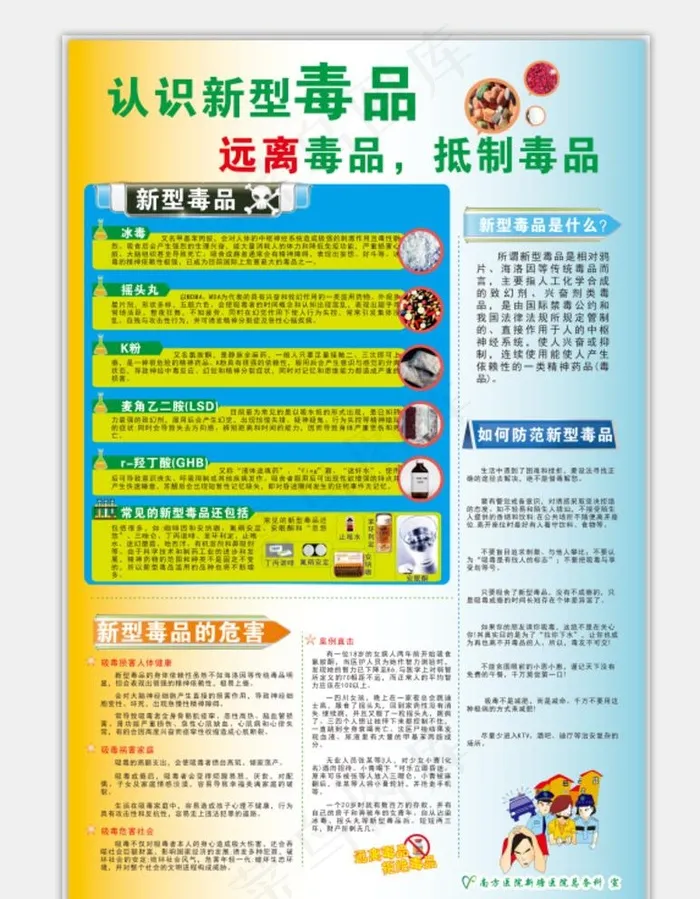 认识新型毒品远离毒品抵制毒品图片(210X297)cdr矢量模版下载