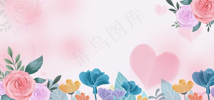 水彩鲜花背景图片(7087X3543(DPI:300))psd模版下载