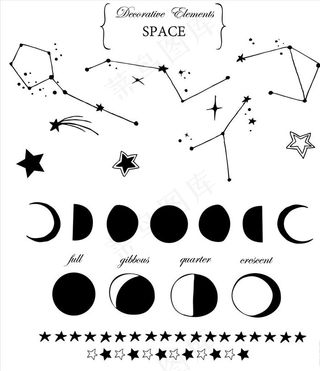 星空星座月食矢量图下载图片