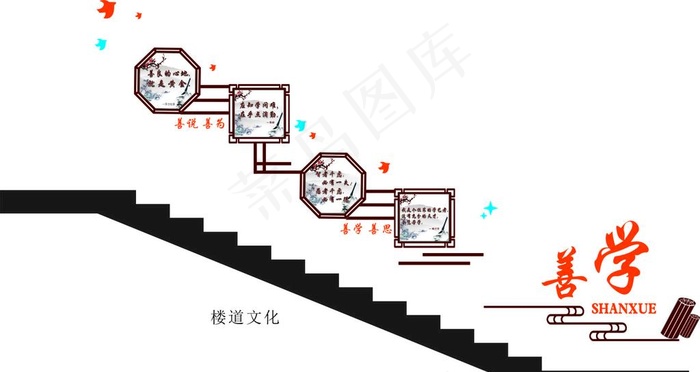 楼道文化图片cdr矢量模版下载