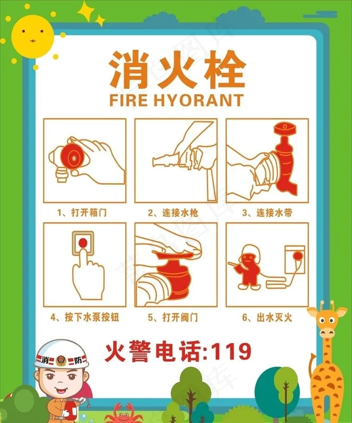 消火栓 消防栓海报图片cdr矢量模版下载