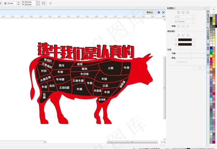 牛肉分割图图片cdr矢量模版下载