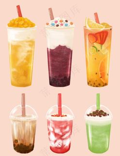 手绘奶茶风格元素图片